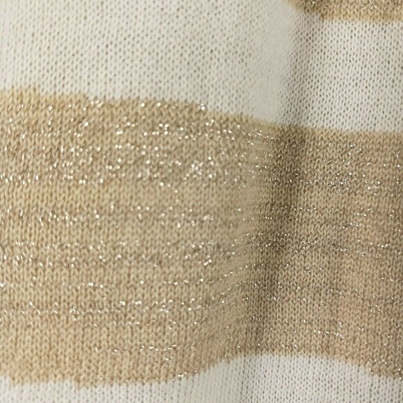 Chicos Open Front Cardigan Sweater Size L Wool Metallic Striped Knit Womens - Picture 2 of 5